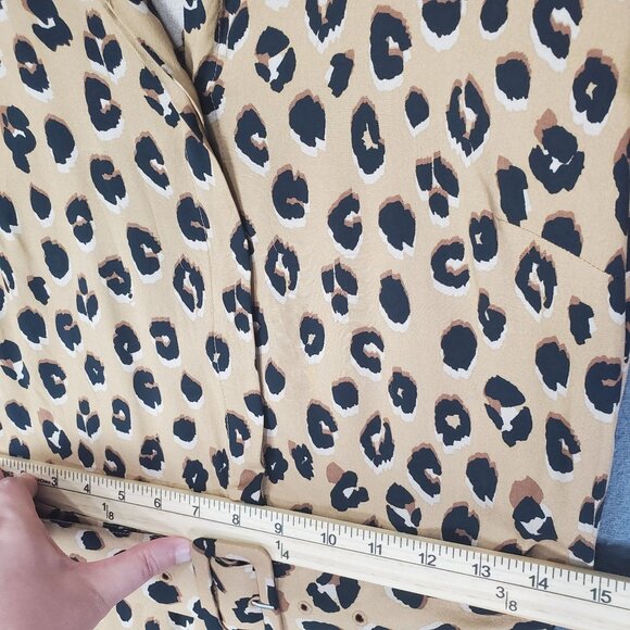 A NEW DAY Womens Dress SZ S Animal Leopard‎ Cat Belted Button Up Short Sleeves - Picture 6 of 13